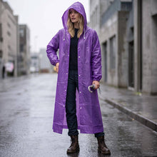 Load image into Gallery viewer, Snap Front Drawstring Hooded Long Rain Coat Poncho: Pink