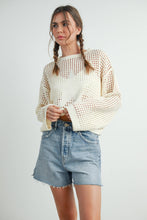 Load image into Gallery viewer, Crew Neck Crochet Sweater CREAM STAR S-M-L