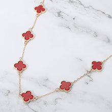 Load image into Gallery viewer, Quatrefoil Stone Station Necklace: Black Rhodium