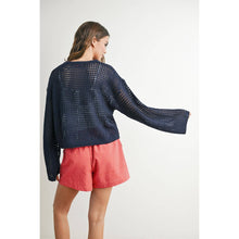 Load image into Gallery viewer, Crew Neck STAR Crochet Sweater - RED / S-M-L