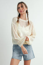 Load image into Gallery viewer, Crew Neck Crochet Sweater CREAM STAR S-M-L