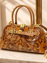 Load image into Gallery viewer, Embossed Genuine Leather: Cognac