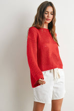 Load image into Gallery viewer, Crew Neck Crochet Sweater CREAM STAR S-M-L