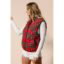 Load image into Gallery viewer, VINTAGE CHRISTMAS PLAID QUILTING VEST: RED MULTI / XL