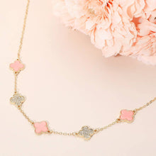 Load image into Gallery viewer, Gold Dipped Quatrefoil Link Necklace: Black,Rhodium