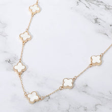 Load image into Gallery viewer, Quatrefoil Stone Station Necklace: Black Rhodium