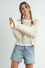 Load image into Gallery viewer, Crew Neck Crochet Sweater CREAM STAR S-M-L