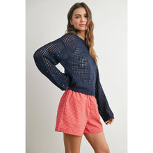 Load image into Gallery viewer, Crew Neck STAR Crochet Sweater - IVORY / S-M-L