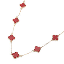 Load image into Gallery viewer, Quatrefoil Stone Station Necklace: Black Rhodium