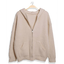 Load image into Gallery viewer, Solid Color Plain Zippered Warm Hoodie: Black / One Size
