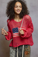 Load image into Gallery viewer, Long sleeve American Flag Hoodie Thin Sweater Top : Black S M L