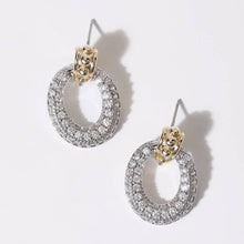 Load image into Gallery viewer, Two -Tone CZ Circle Drop Earrings: E / ONE SIZE