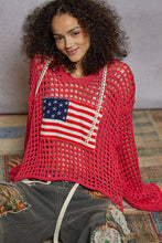Load image into Gallery viewer, Long sleeve American Flag Hoodie Thin Sweater Top by POL: Beige / S-M-L