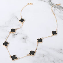 Load image into Gallery viewer, Quatrefoil Stone Station Necklace: Black Rhodium