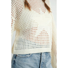 Load image into Gallery viewer, Crew Neck STAR Crochet Sweater - NAVY / S-M-L
