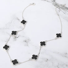 Load image into Gallery viewer, Quatrefoil Stone Station Necklace: Black Rhodium
