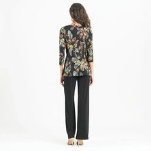 Load image into Gallery viewer, TU335P1 - Surplice Faux Wrap Side Tie Tunic, Leaf Colorburst: Black Multi / S
