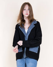 Load image into Gallery viewer, Soho Denim Trim Boyfriend Cardigan: BEIGE / S/M, L/XL
