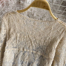 Load image into Gallery viewer, Crochet Cutout Long Sleeve Lace Mesh Top: White / Missy / One Size

