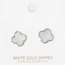 Load image into Gallery viewer, Gold Dipped Quatrefoil Stud Earrings
: White
