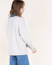 Load image into Gallery viewer, Soho Denim Trim Boyfriend Cardigan: BEIGE / S/M, L/XL
