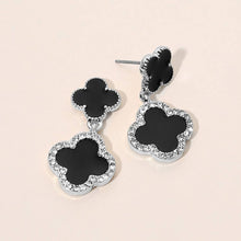 Load image into Gallery viewer, Gold Dipped Double Quatrefoil Link Drop Earrings: Gold,White
