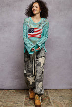 Load image into Gallery viewer, Long sleeve American Flag Hoodie Thin Sweater Top : Black S M L
