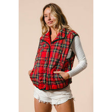 Load image into Gallery viewer, VINTAGE CHRISTMAS PLAID QUILTING VEST: RED MULTI / M
