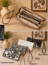 Load image into Gallery viewer, 5023 Odessa Wallet - Genuine Tooled Embossed Leather : Turquoise
