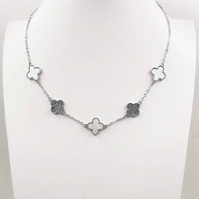 Load image into Gallery viewer, Gold Dipped Quatrefoil Link Necklace: Gold,White
