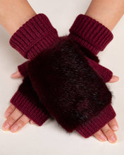 Load image into Gallery viewer, Luxe Vegan Fur Rib Knit Cuff Fingerless Gloves: BLACK / One Size
