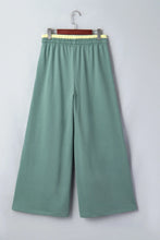 Load image into Gallery viewer, Flower Drawstring Contrasted Elastic Waist Wide Leg Pants: Green / M

