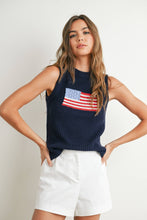 Load image into Gallery viewer, Flag Print Knitted Sleeveless Sweater - BMW7749: NAVY MULTI / S
