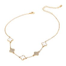 Load image into Gallery viewer, Gold Dipped Quatrefoil Link Necklace: Gold,White

