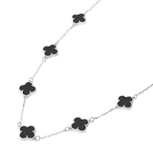 Load image into Gallery viewer, Quatrefoil Stone Station Necklace: Black Rhodium
