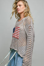 Load image into Gallery viewer, Long sleeve American Flag Hoodie Thin Sweater Top by POL: Beige / S-M-L
