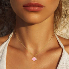 Load image into Gallery viewer, Gold Dipped Quatrefoil Pendant Necklace: Gold,Turquoise
