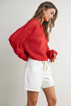 Load image into Gallery viewer, Crew Neck Crochet Sweater CREAM STAR S-M-L
