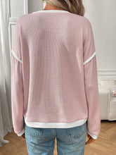 Load image into Gallery viewer, Color Block Loose Long Sleeve Top: Blue / Missy / XL
