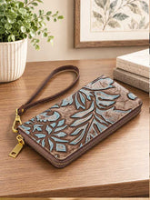 Load image into Gallery viewer, 5023 Odessa Wallet - Genuine Tooled Embossed Leather : Turquoise
