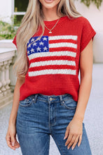 Load image into Gallery viewer, LDC Flag Graphic Short Sleeve Sweater Top: Fiery Red / S
