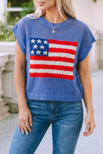 Load image into Gallery viewer, LDC Flag Graphic Short Sleeve Sweater Top: Fiery Red / XL
