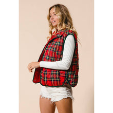 Load image into Gallery viewer, VINTAGE CHRISTMAS PLAID QUILTING VEST: RED MULTI / XL
