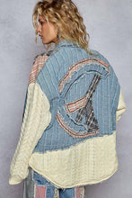Load image into Gallery viewer, Oversized sweater sleeve patchworks plaid jacket: DENIM MULTI / L
