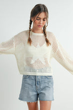 Load image into Gallery viewer, Crew Neck Crochet Sweater CREAM STAR S-M-L
