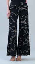 Load image into Gallery viewer, LPTP66 - Floral Foiled Outline Soft Knit Palazzo Pant: Blk/Taupe / XL
