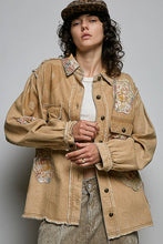Load image into Gallery viewer, Balloon sleeve floral patch detail denim jacket: DENIM / S
