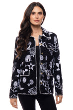 Load image into Gallery viewer, Black Embroidered Graphic Button-Front Jacket: M
