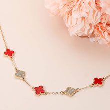 Load image into Gallery viewer, Gold Dipped Quatrefoil Link Necklace: Gold,White
