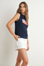 Load image into Gallery viewer, Flag Print Knitted Sleeveless Sweater - BMW7749: IVORY MULTI / M
